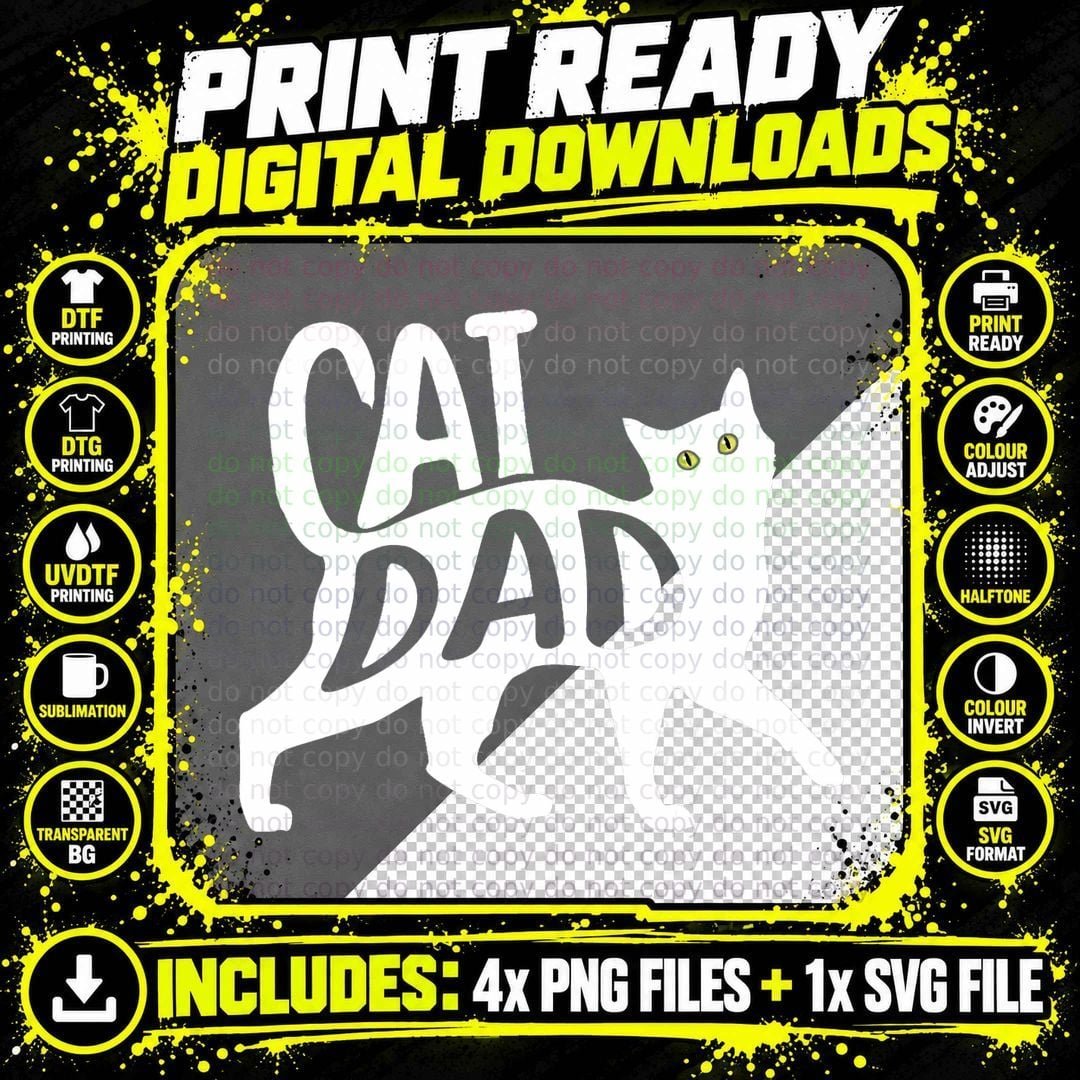 Best Cat Dad Fathers Day Kitty Lover Daddy Papa Png SVG Digital Bundle