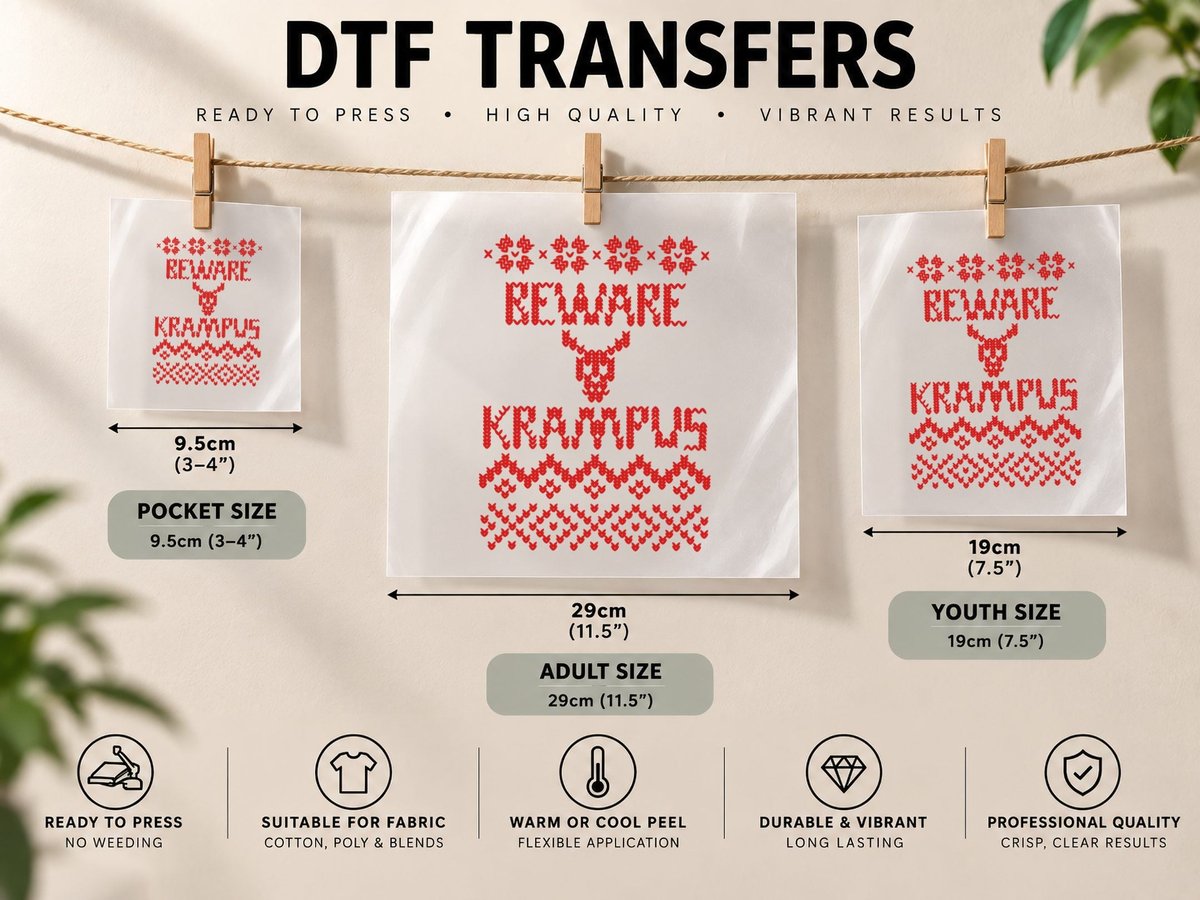 Beware Krampus Ugly Red DTF Transfer Iron On
