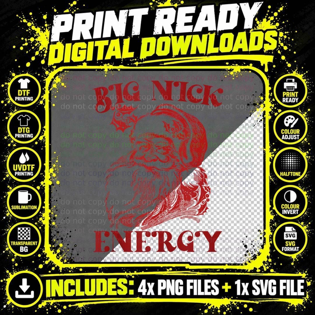 Big Nick Energy Funny Xmas Christmas Ugly Sweater Men Png SVG Digital Bundle