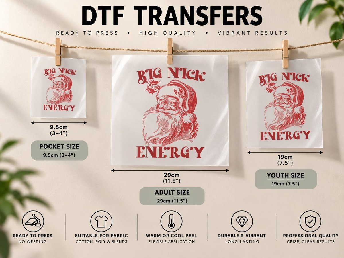 Big Nick Energy Funny Xmas Christmas Ugly Men DTF Transfer Iron On