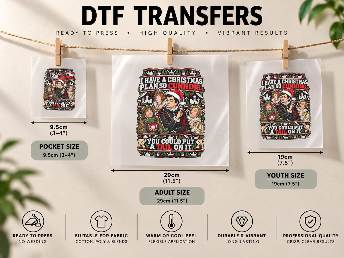 Blackadder Christmas Cunning Plan Baldrick Turnip British DTF Transfer Iron On