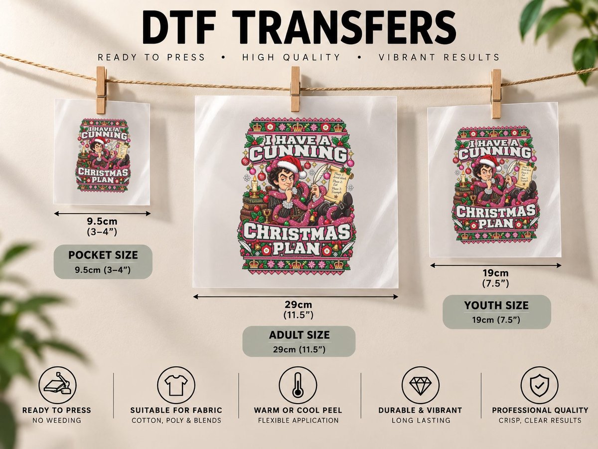 Blackadder Christmas Cunning Plan British Comedy Ugly DTF Transfer Iron On