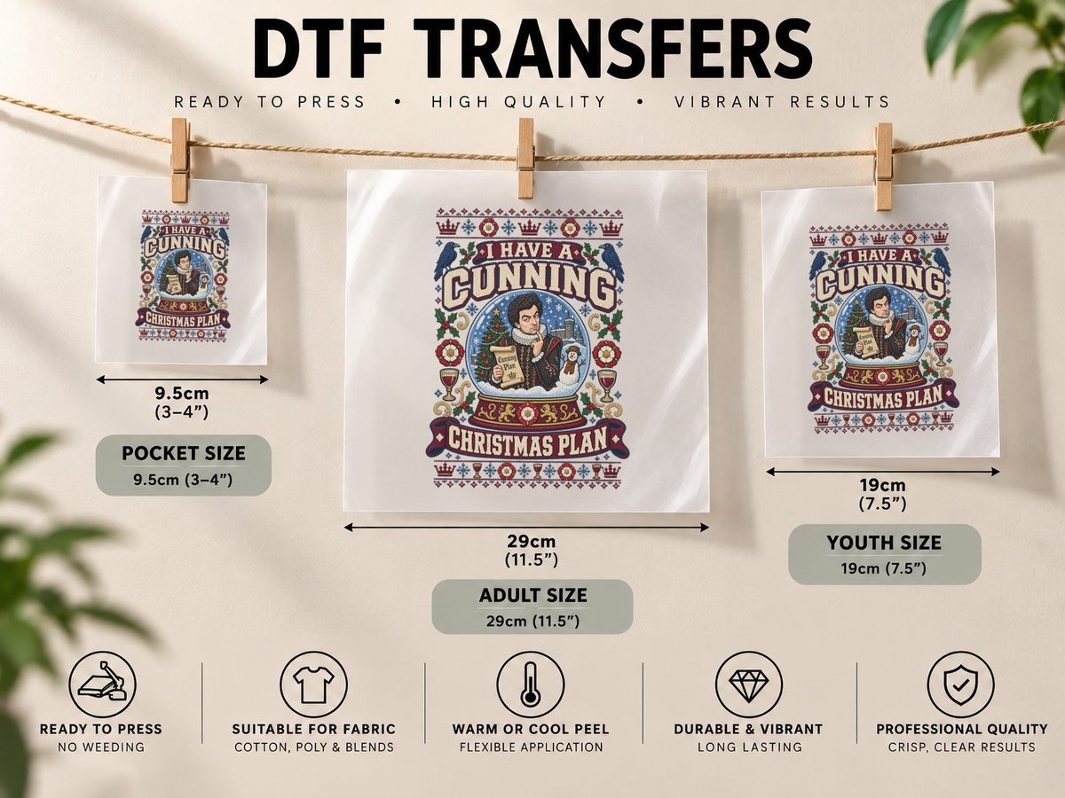 Blackadder Christmas Cunning Plan British Comedy Christmas DTF Transfer Iron On