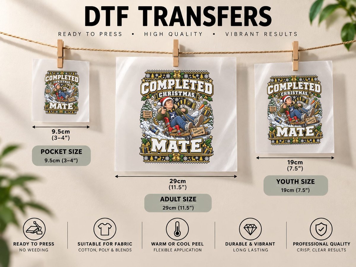British Man Christmas Funny Sledding Xmas TV Comedy Show DTF Transfer Iron On