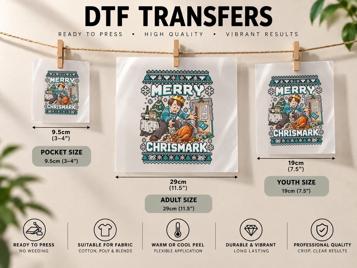 British Man Christmas Funny Turkey Dinner Sitcom Holiday DTF Transfer Iron On
