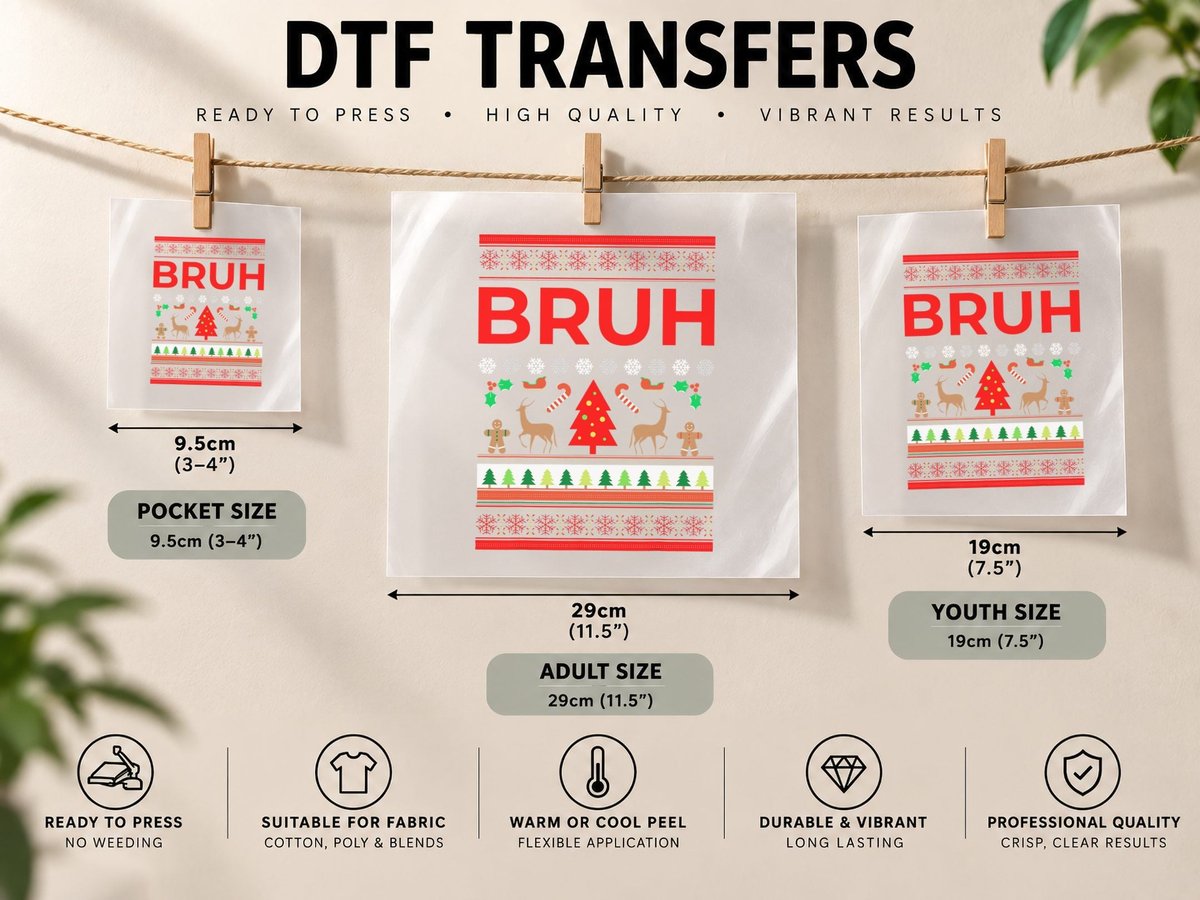 Bruh Ugly Christmas Brother Funny Xmas Bro DTF Transfer Iron On