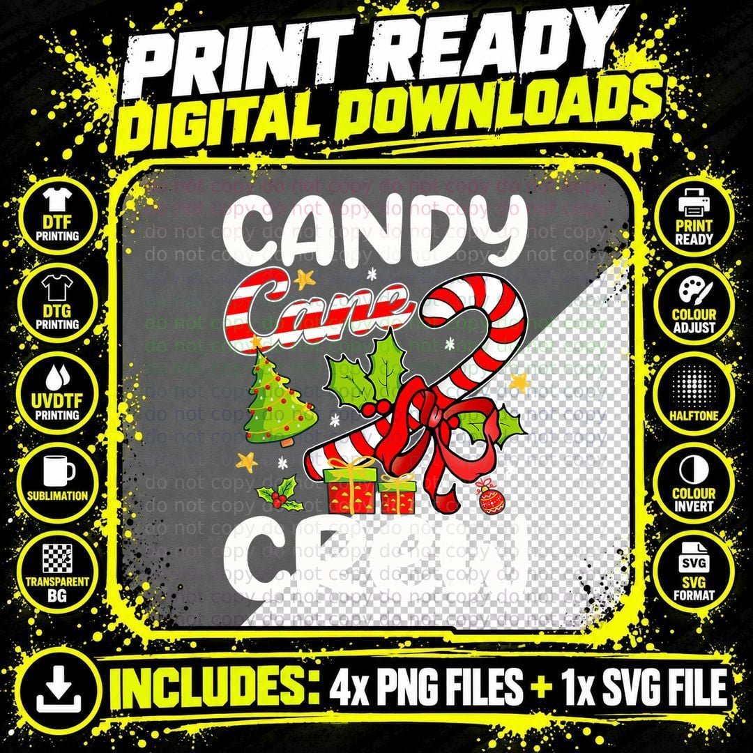 Candy Cane Crew Christmas Candy Lover Kids Boys T-Shirt Png SVG Digital Bundle