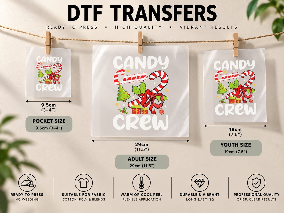 Candy Cane Crew Christmas Candy Lover Kids Boys DTF Transfer Iron On