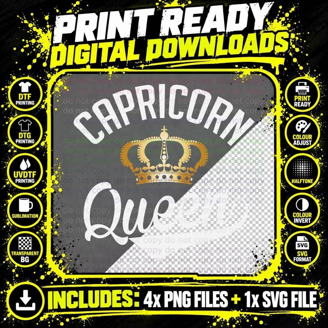 Capricorn Queen Zodiac Graphic Birthday Christmas Gift Png SVG Digital Bundle