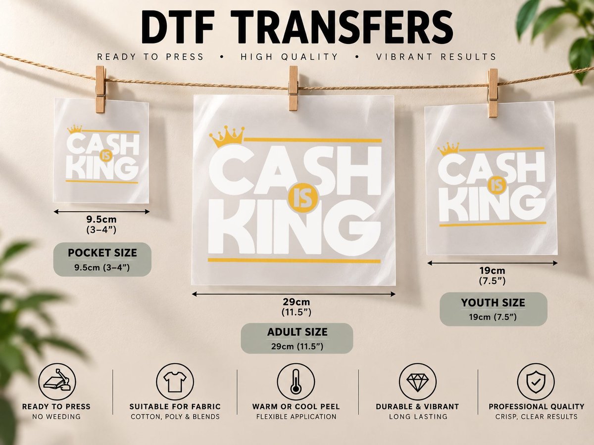Cash Is King Cash Flow Entrepreneur Christmas Birthday Gift DTF Transfer Iron On