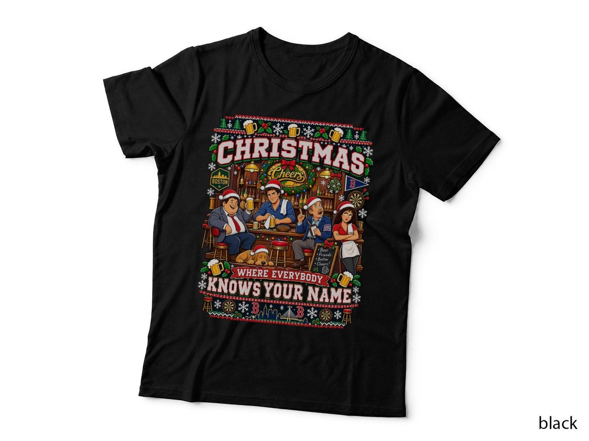 Cheers Christmas Shirt Boston Bar TV Show Classic Holiday Ugly Sweater Retro Tee