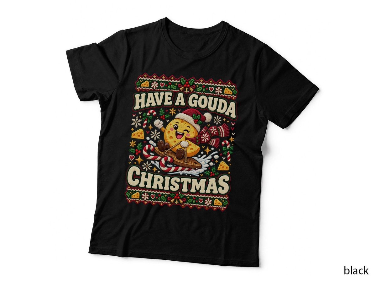 Cheese Christmas Shirt Funny Gouda Holiday Food Lover Ugly Sweater Christmas Tee