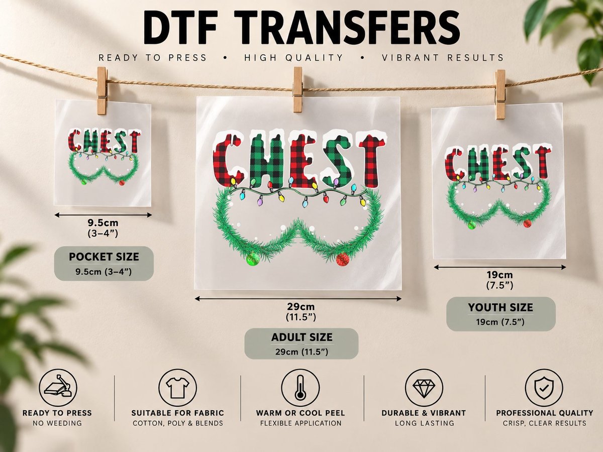 Chest Nuts Funny Christmas Matching Couple Chestnuts DTF Transfer Iron On