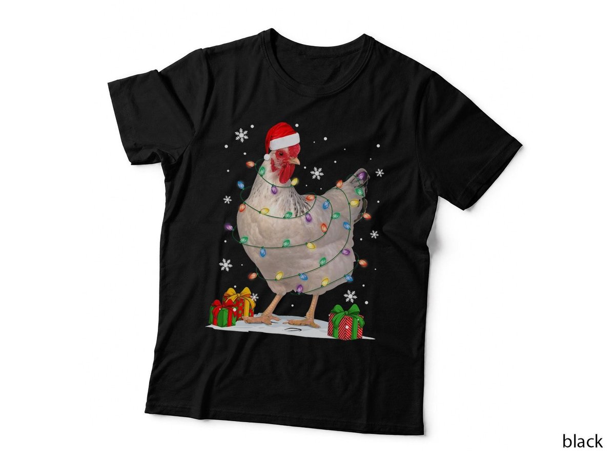 Chicken Christmas Tree Lights Funny Chicken Lover Xmas Farm T-Shirt
