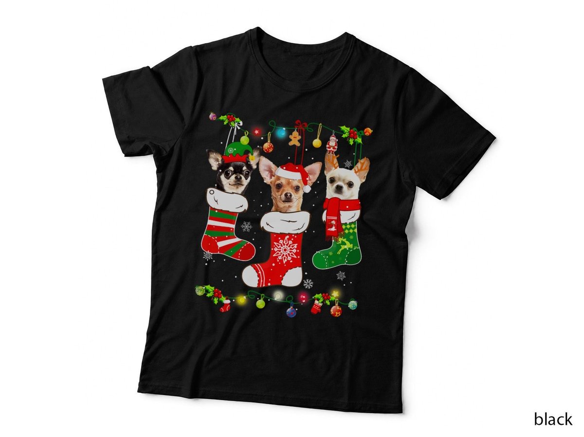 Chihuahua Christmas Lights Gift Funny Xmas Dog Lover T-Shirt