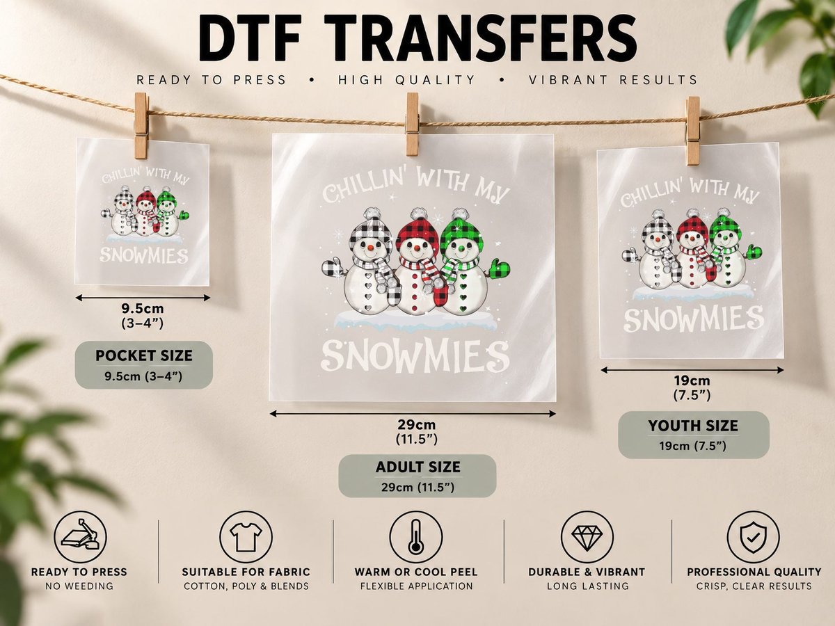 Chillin with My Snowmies Family Pajamas Snowman Christmas DTF Transfer Iron On