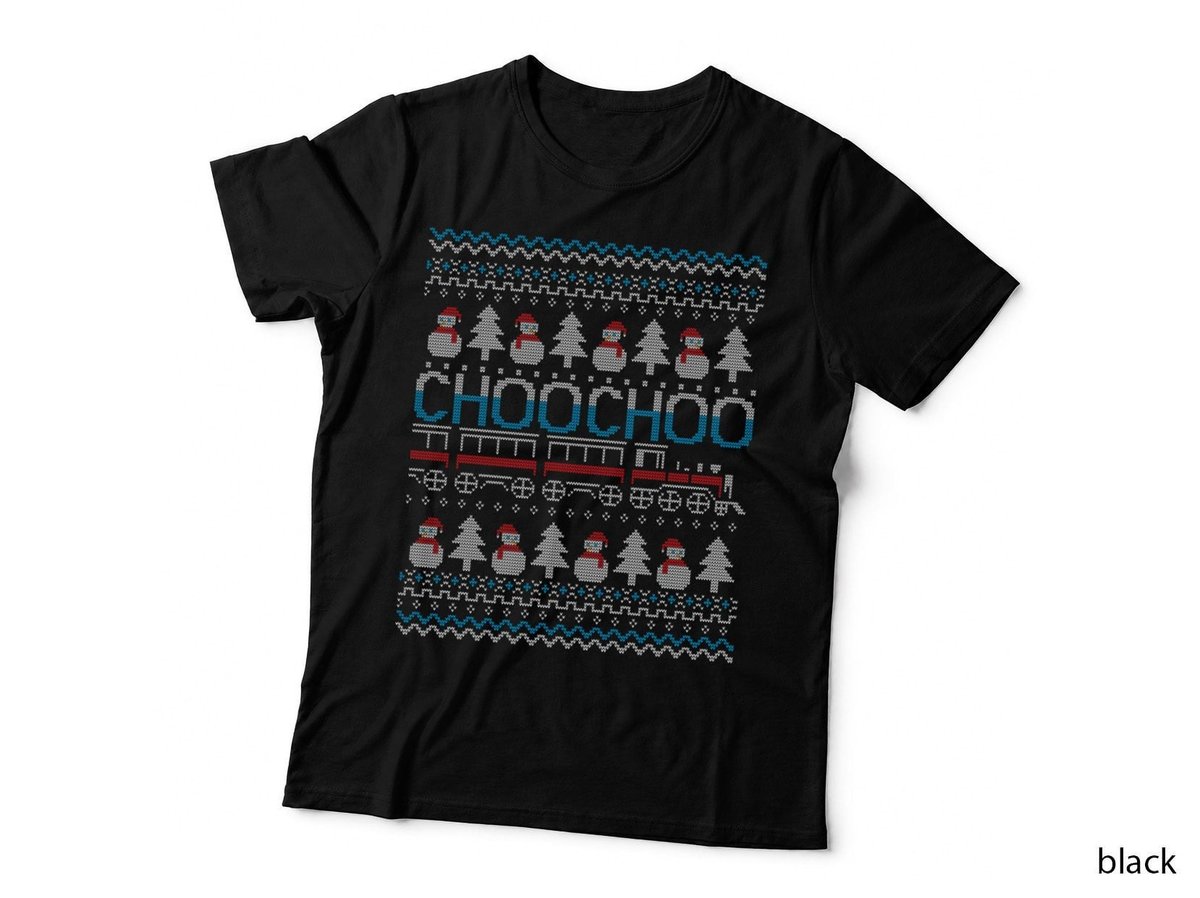 Choo Choo Train Railroad Railway Kids Ugly Christmas Sweater T-Shirt