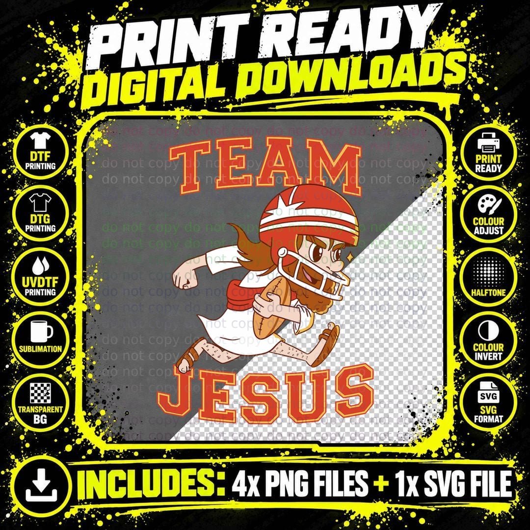 Christian Team Jesus Football Lover Faith Hope Christmas Png SVG Digital Bundle