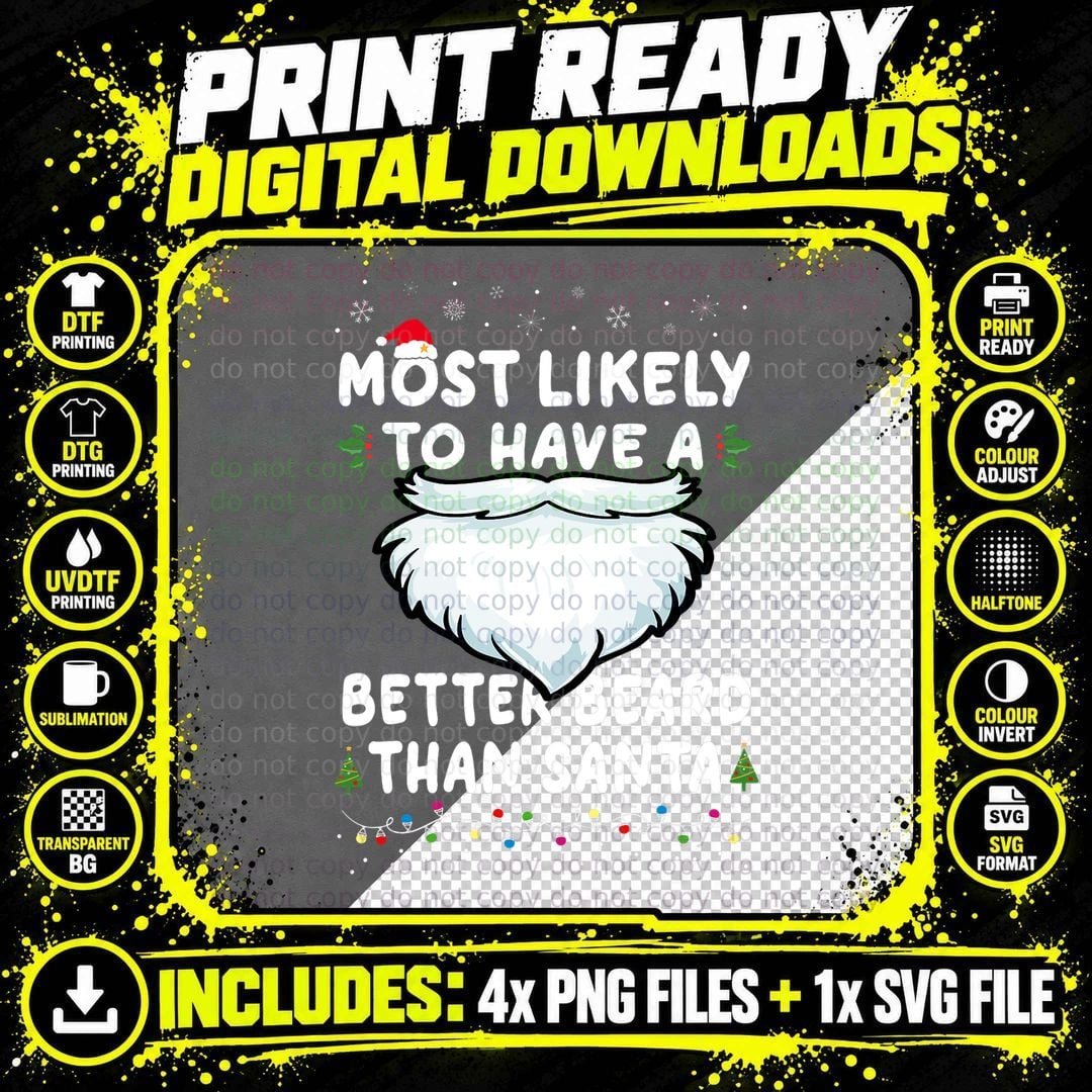 Christmas - Most Likely to Have a Better Beard Than Png SVG Digital Bundle