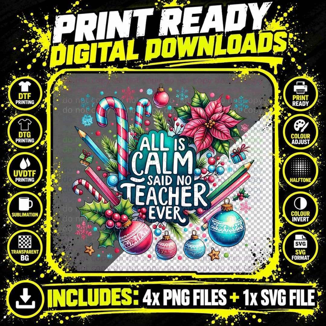Christmas All Calm Said, Warm Tones, Cozy Winter for Her Png SVG Digital Bundle