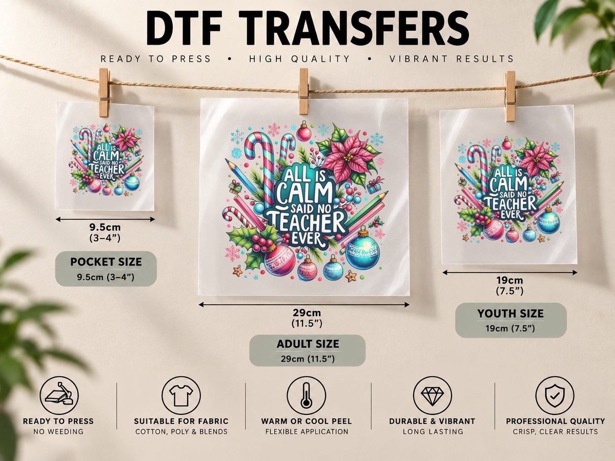 Christmas All Calm Said, Warm Tones, Cozy Winter for Her DTF Transfer Iron On