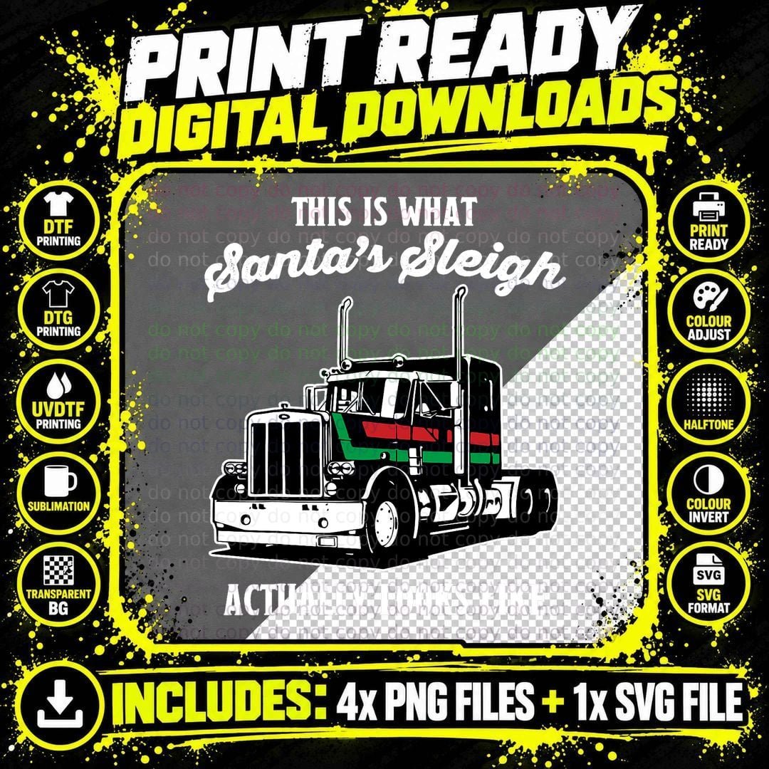 Christmas Asphalt Cowboy Trucker Truck Driver Gifts Png SVG Digital Bundle