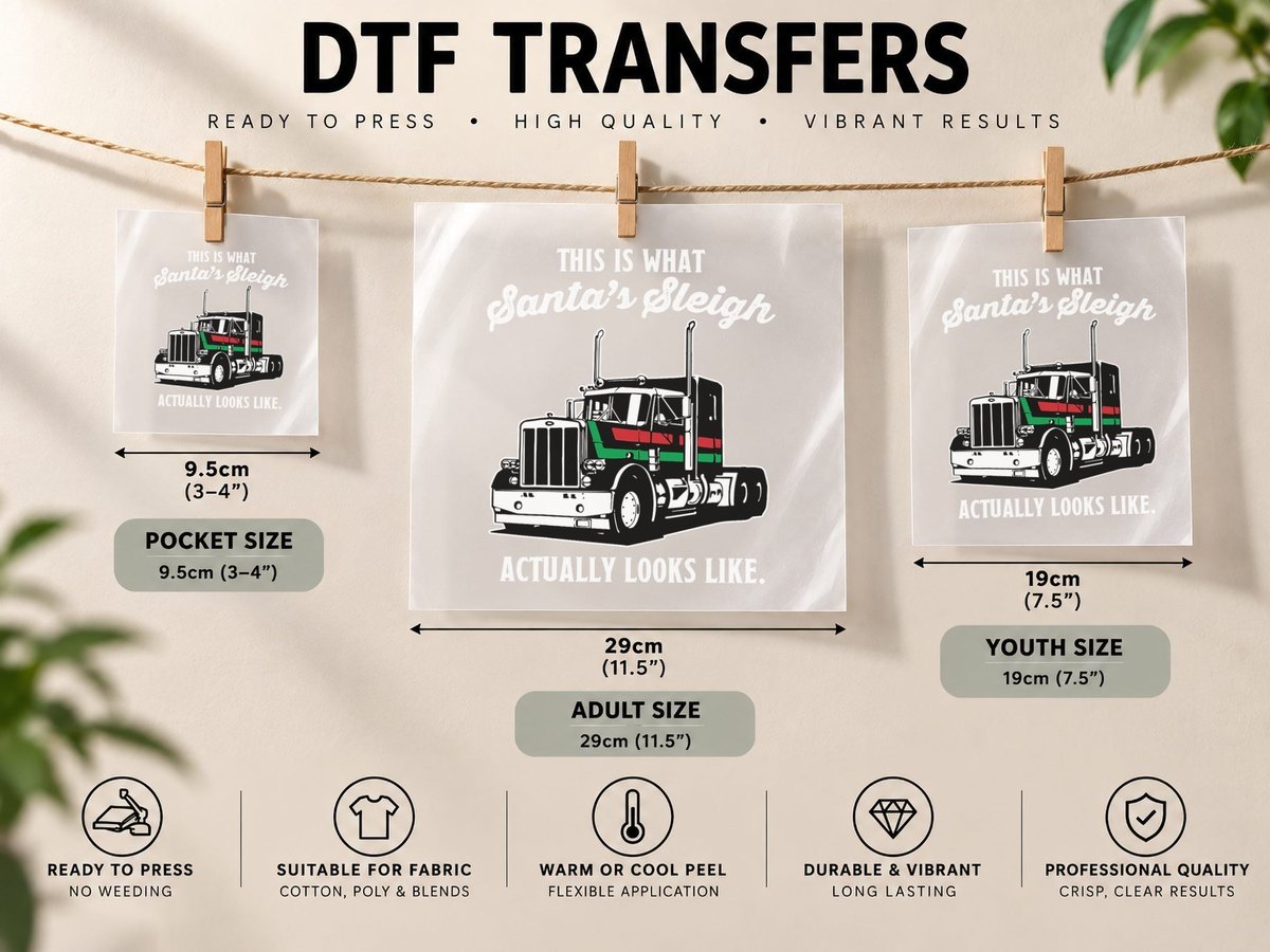 Christmas Asphalt Cowboy Trucker Truck Driver Gifts DTF Transfer Iron On