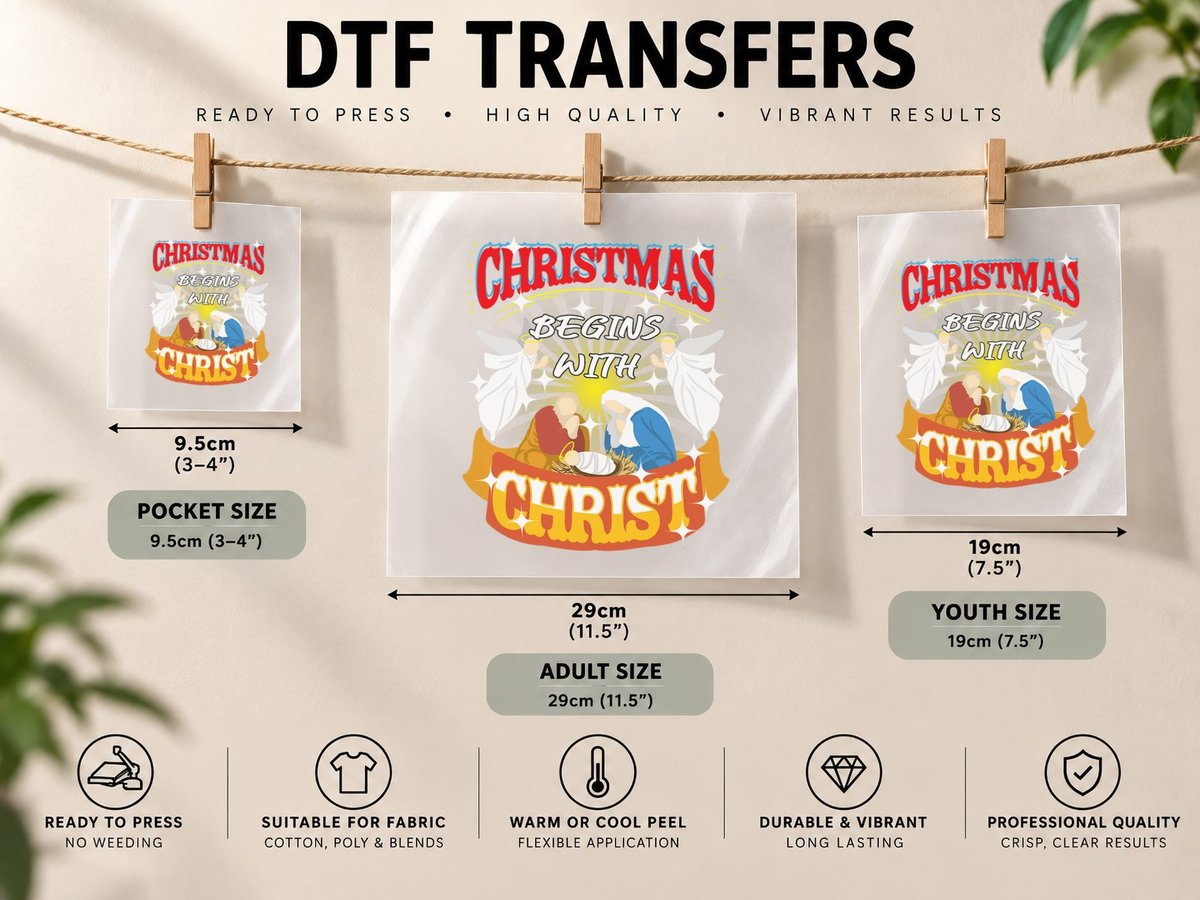Christmas Begins with Christ - Christian Jesus Xmas Gift DTF Transfer Iron On