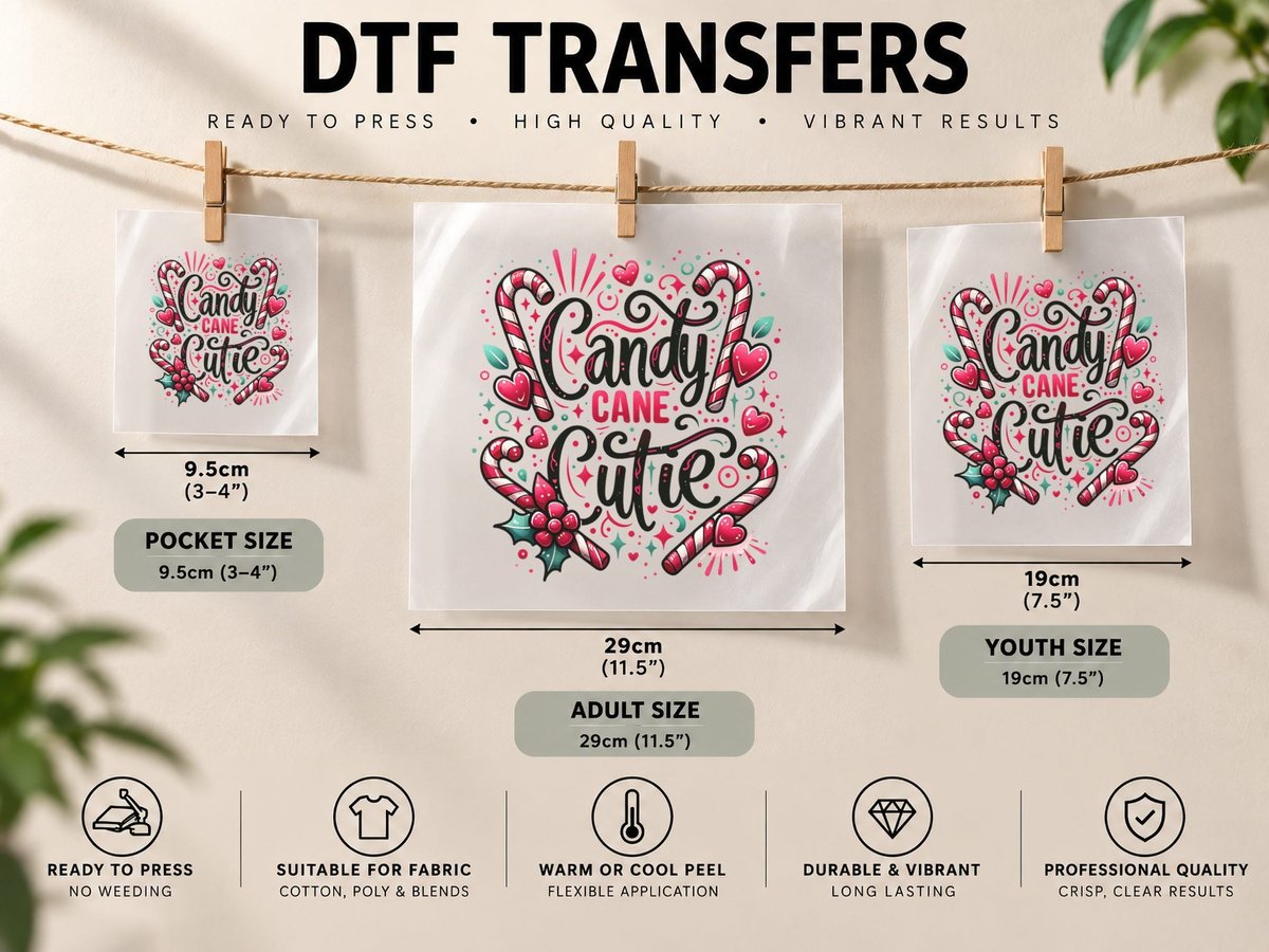 Christmas Candy Cane Cutie, Cute Cozy, Look for Her, Gift DTF Transfer Iron On