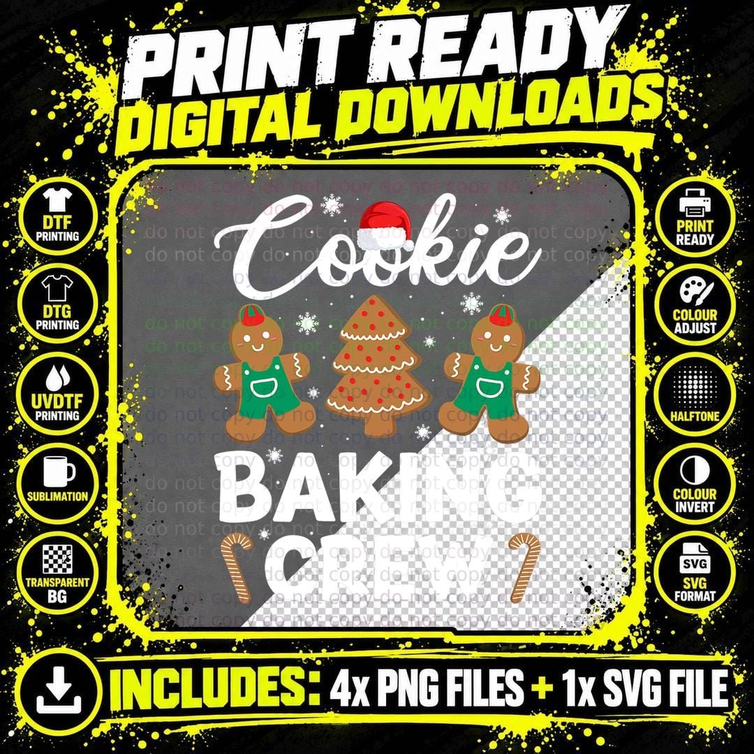 Christmas Cookie Baking Crew Pajama Png SVG Digital Bundle