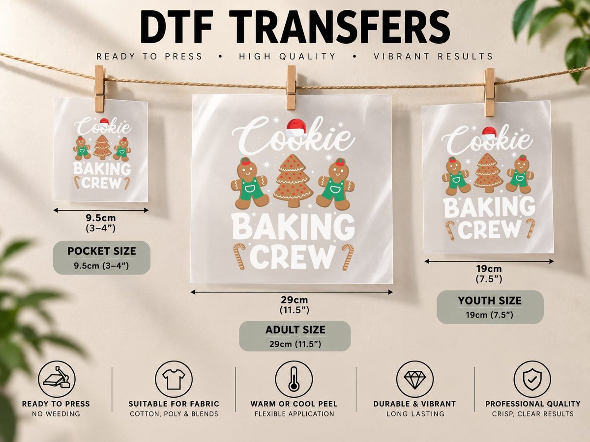Christmas Cookie Baking Crew Pajama, Gingerbread Christmas DTF Transfer Iron On