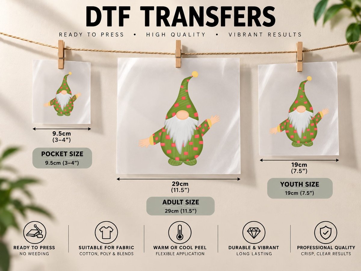 Christmas Cute Gnome Classic DTF Transfer Iron On