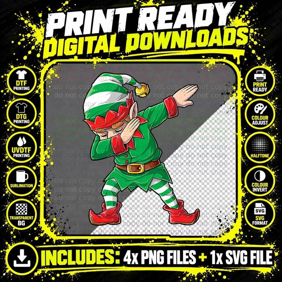 Christmas Dabbing Elf Squad Boys Men Xmas Family Png SVG Digital Bundle