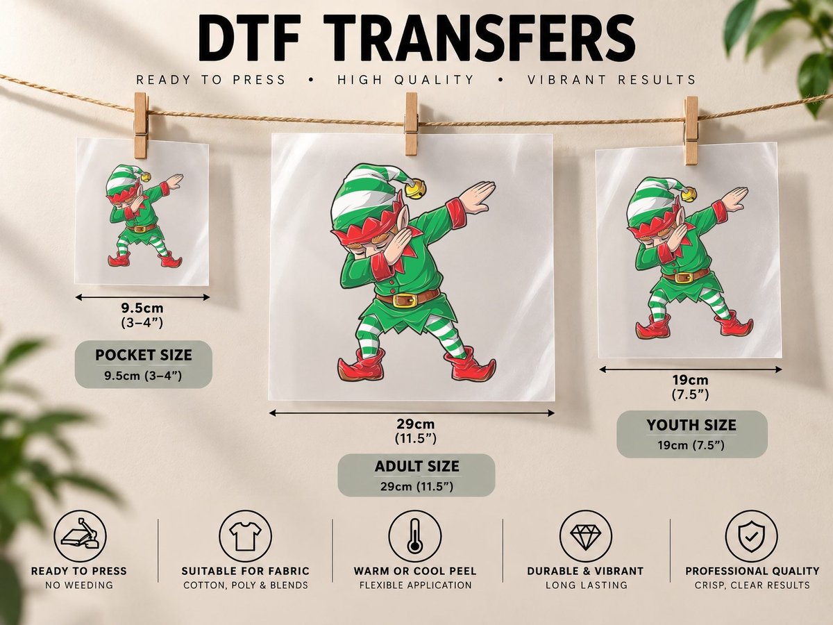 Christmas Dabbing Elf Squad Boys Men Xmas Family Matching DTF Transfer Iron On