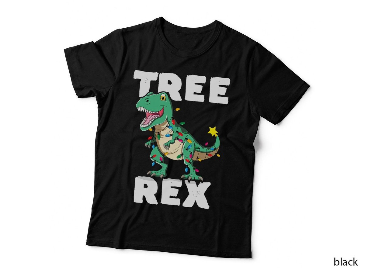 Christmas Dinosaur Tree Rex T-Rex Men Boys Xmas Lights T-Shirt