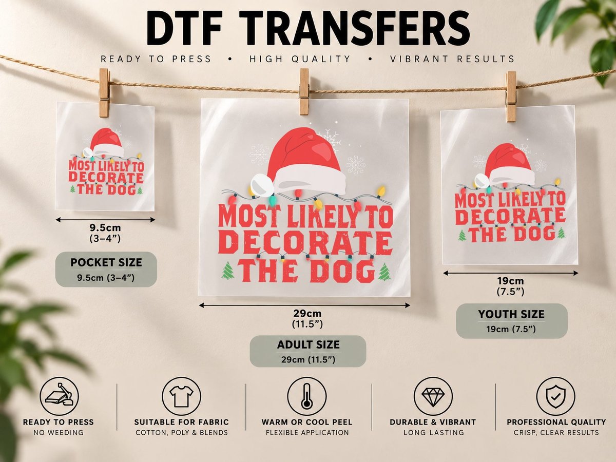 Christmas Family Humor Text, Most Likely to Decorate the DTF Transfer Iron On