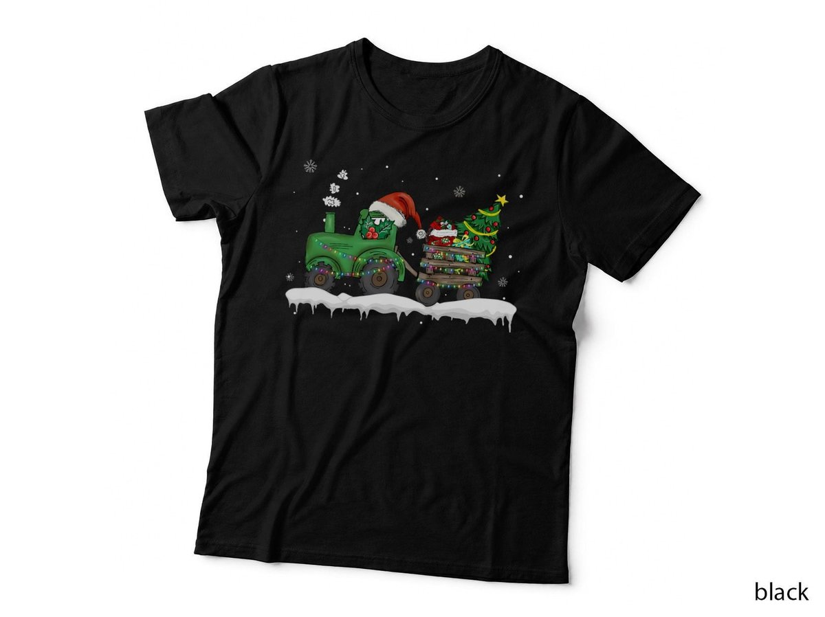 Christmas Farming Tractor Truck Toddler Boys Kids Farm T-Shirt