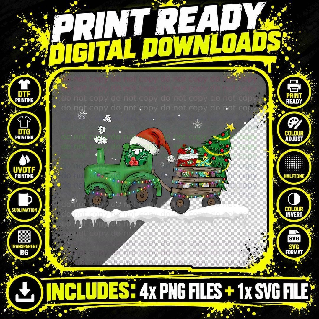 Christmas Farming Tractor Truck Toddler Boys Kids Farm Png SVG Digital Bundle