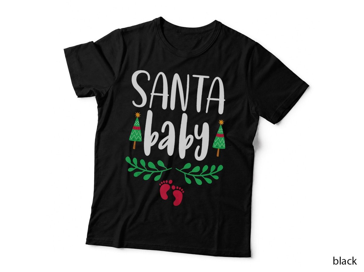 Christmas Funny Santa New Mama Baby Pregnancy Announcement T-Shirt