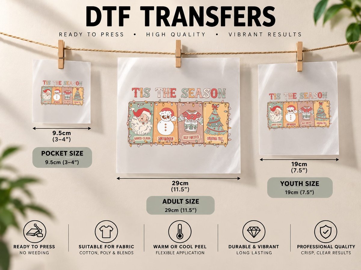 Christmas Funny Vintage Tis the Season Men Women Costume DTF Transfer Iron On