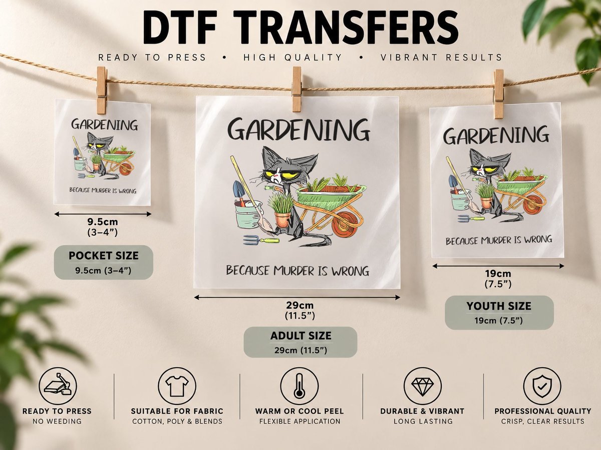 Christmas Gardening Because Murder Is Wrong Farmer Mom DTF Transfer Iron On