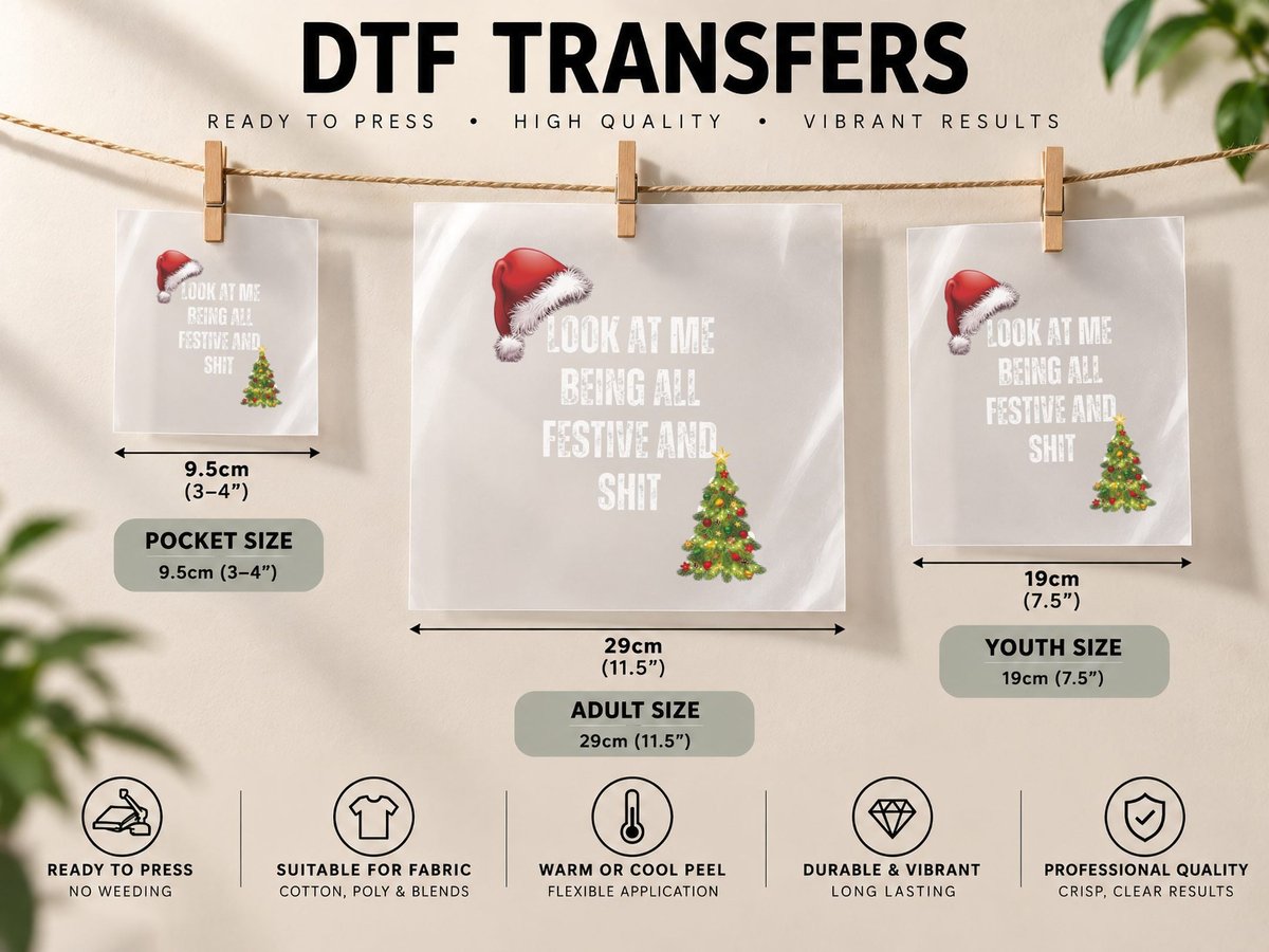 Christmas Look at Me Being All Festive and Shit DTF Transfer Iron On
