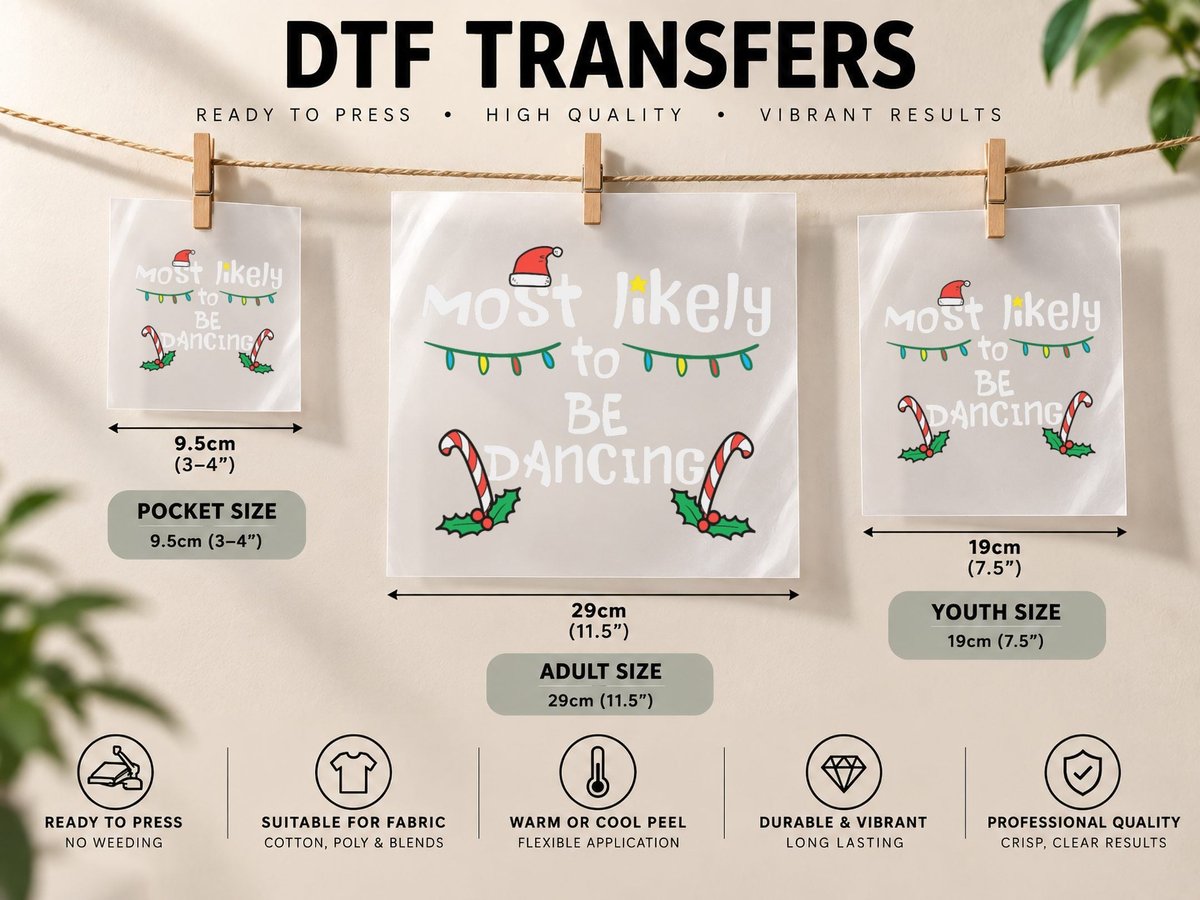 Christmas Most Likely Dancing Xmas Family Matching Girls DTF Transfer Iron On