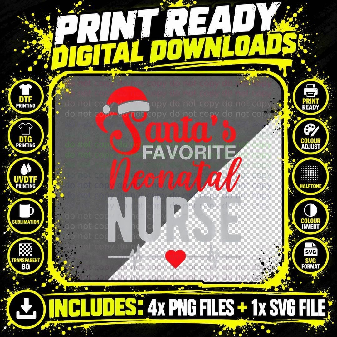 Christmas Nurse Love NICU RN ER Santa's Favorit Nurse Png SVG Digital Bundle