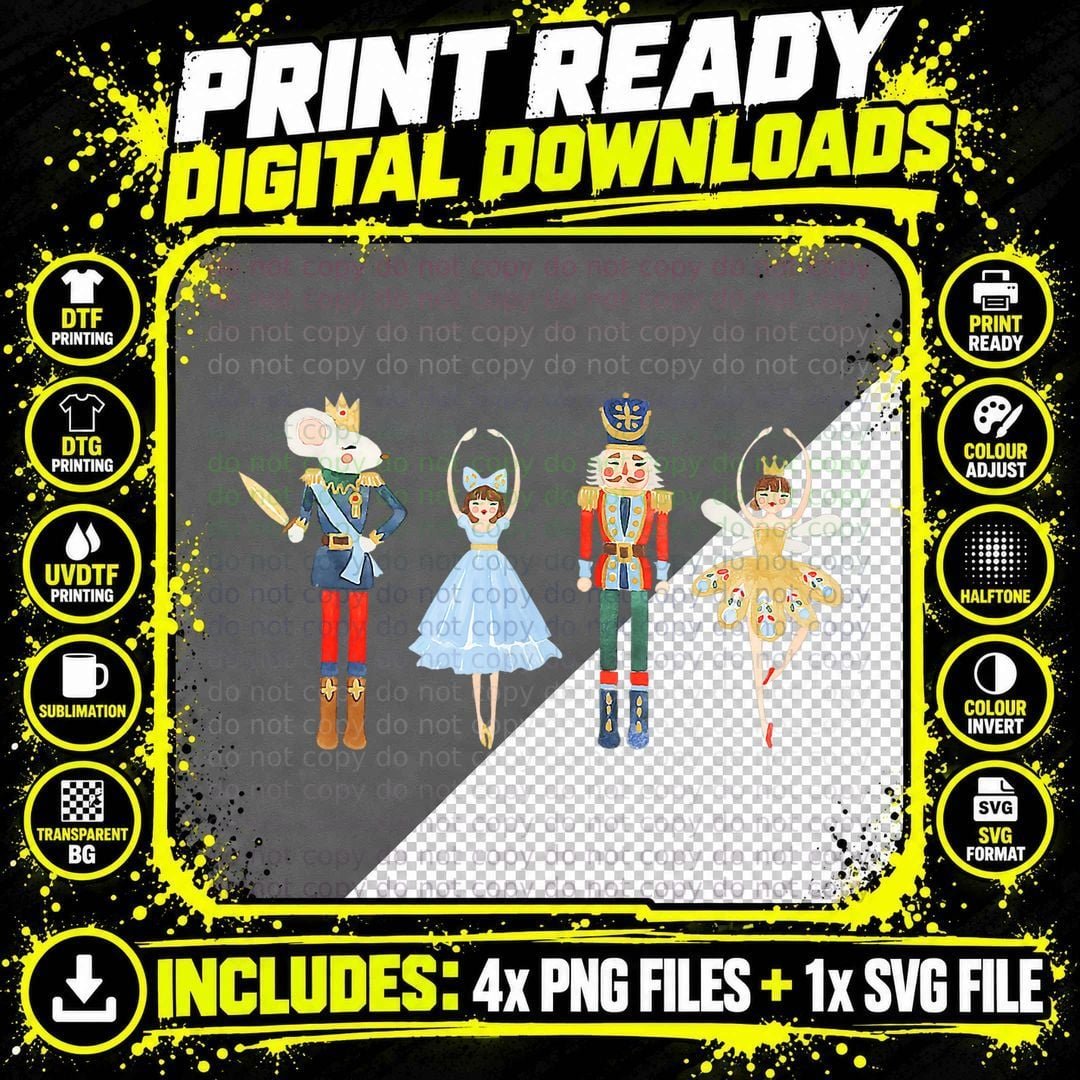 Christmas Nutcracker Ratmouse King Soldier Princess Png SVG Digital Bundle