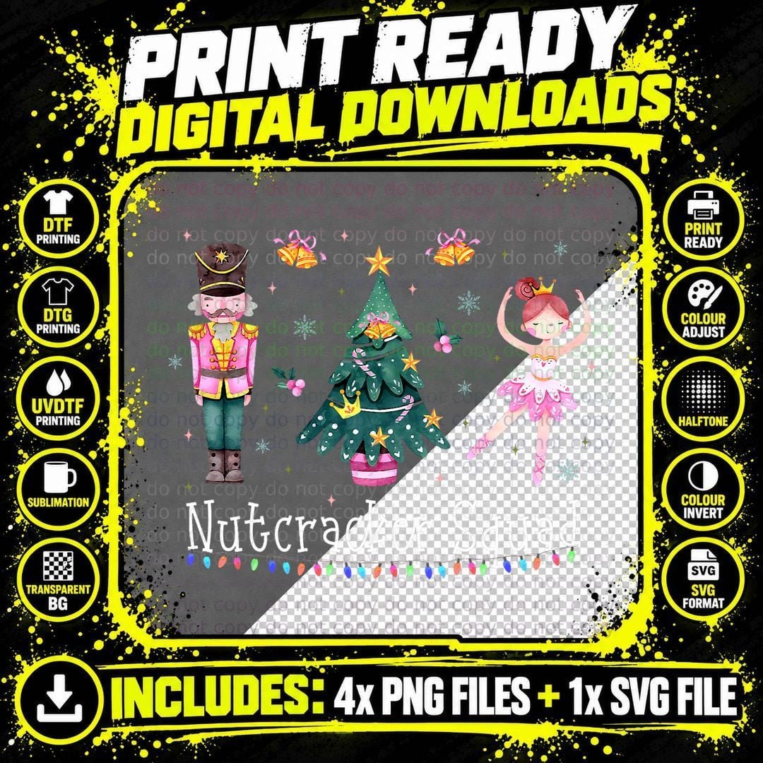 Christmas Nutcracker Squad Ballet Dance Women Kids Girls Png SVG Digital Bundle