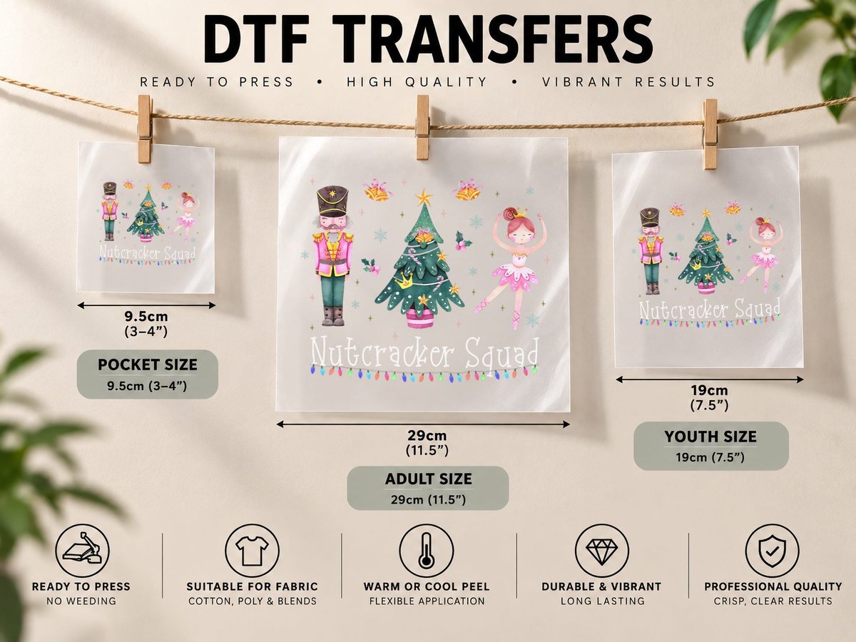 Christmas Nutcracker Squad Ballet Dance Women Kids Girls DTF Transfer Iron On