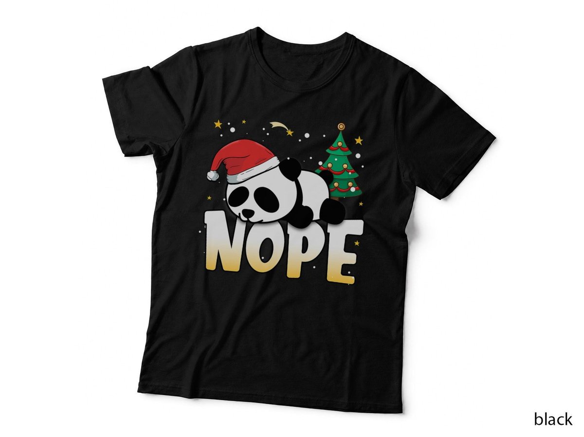 Christmas Panda Nope Lazy Bear Boys Girls Clothing Funny T-Shirt