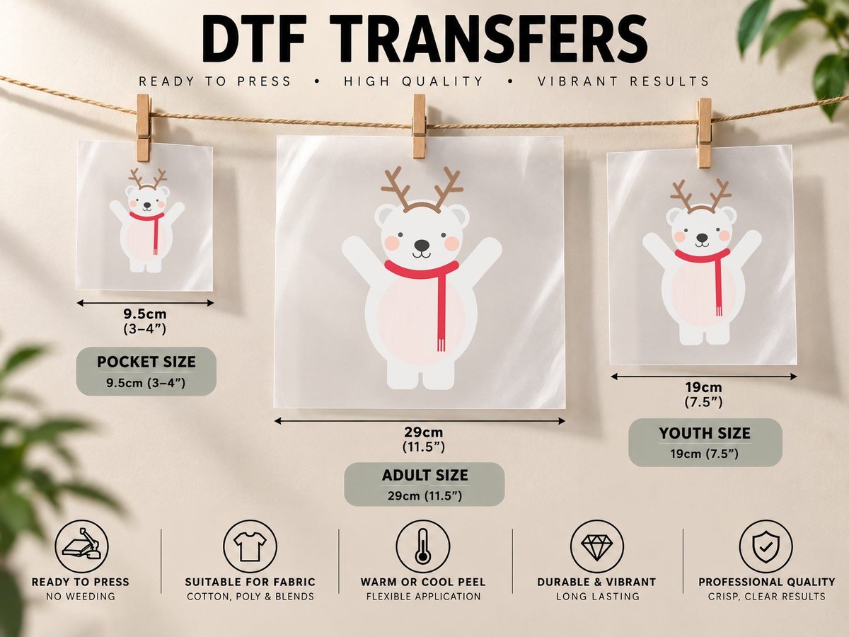 Christmas Polar Bear, Winter Holiday, Festive Animal DTF Transfer Iron On