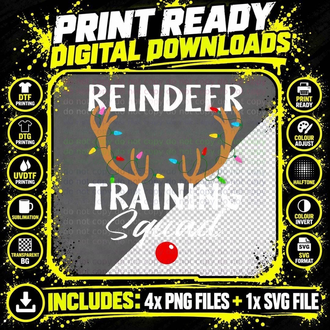 Christmas Running Reindeer Runner Training Squad Team Png SVG Digital Bundle
